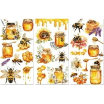 Rub on Transfer Decals for Furniture Crafts 6"x12" 3Pcs Bees and Honey Waterproof UV Transfer Decals Sticker for Dresser Glass Porcelain Wood Multi-color