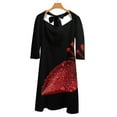 thumbnail image 6 of Red Lily Dew Drops Dark Background Women's Fall Dresses Casual Loose Flowy Swing Shift Dress, 6 of 9