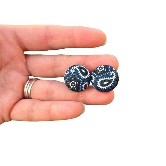 Blue Bandana Stud Post Earring For Women