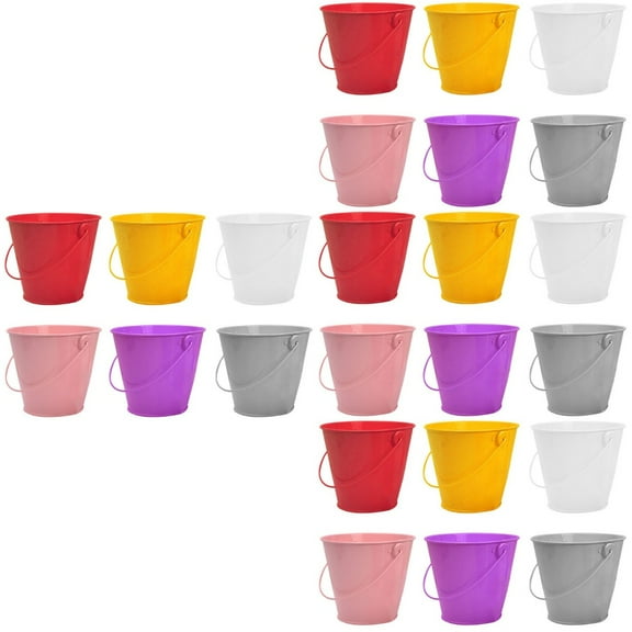 24 pcs  Mini Metal Bucket Chocolate Candy Buckets Box Wedding Party Favor DIY Tin Favor Pails Small Plants Buckets
