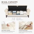 thumbnail image 5 of LUMIHO Storage Ottoman Bench for Bedroom,Upholstered Bedroom Bench with Rolled Arms and Rivets, Storage Chest for Living Room,Beige&Brown Legs,60 Inches, 5 of 7