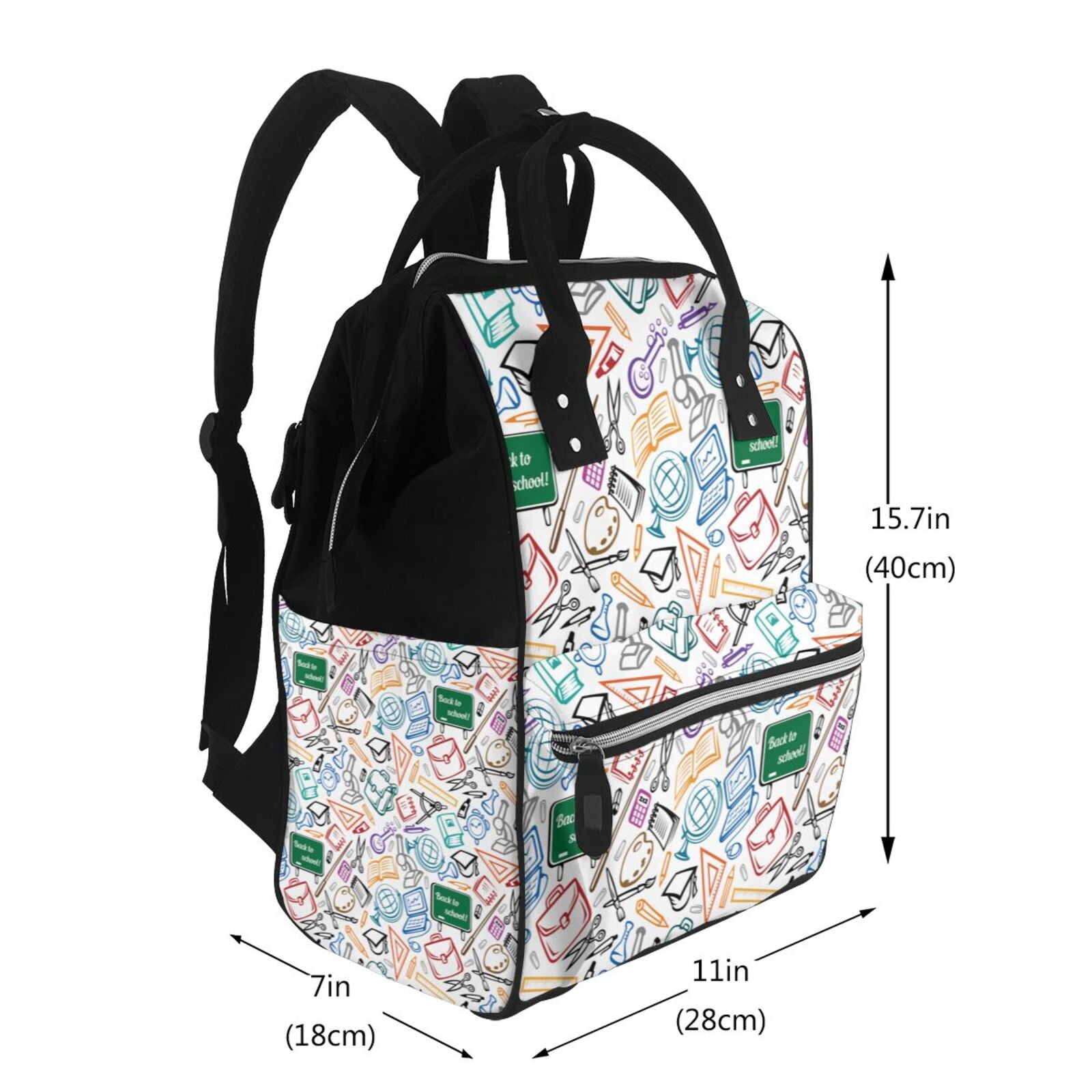 Xecao Back To School print Large Capacity Nappy Bag is a multi-functional waterproof travel backpack, perfect as a nursing bag or mummy backpack for women
