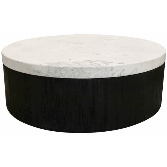 Redondo Jameson Marble Top Cocktail Table with Solid Wood Base in Black