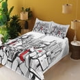 thumbnail image 2 of Ambesonne Retro Fitted & Top Sheet Set with Shams, Beats in New York Night, Red Black Ecru, 2 of 5