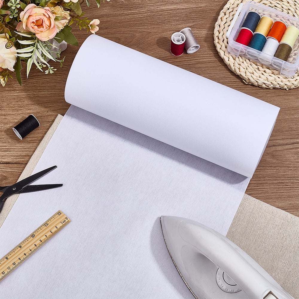 100g/㎡ Heavy Weight White Iron-On Fusible Interfacing 11.8 Inchx30 Yards Non-Woven Interfacing Iron On Single-Sided Interfacings