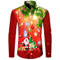thumbnail image 3 of Camisa hawaiana con tema navideño de Papá Noel para hombre, Tops informales Vintage, ropa de manga larga con estampado de flores en 3d, vacaciones Y2k, 3 of 4