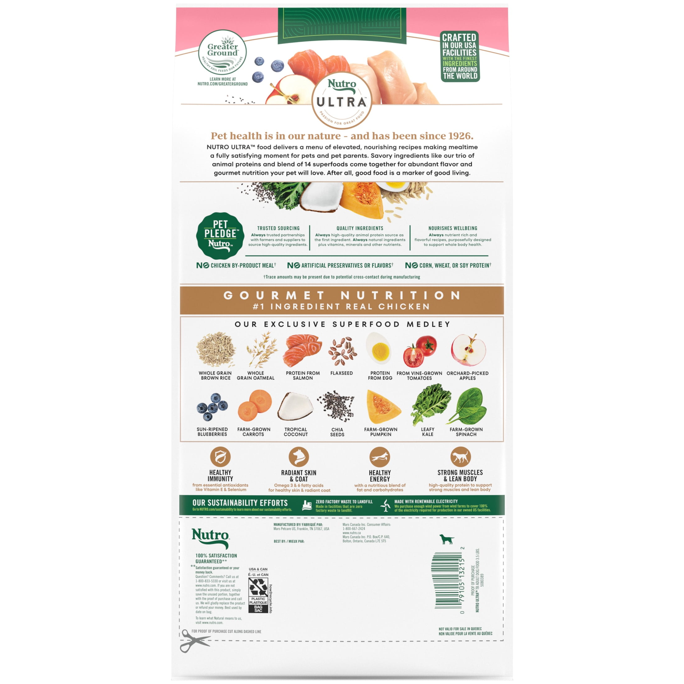 Nutro Ultra Adult Toy Breed Dry Dog Food, Trio of Proteins from Chicken, Lamb and Salmon, 3.5 lb Bag