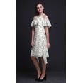 thumbnail image 4 of Bimba White Bird Printed Womens Ruffle Front Cold Shoulder Swing Shift Dress - XXX-Large, 4 of 6