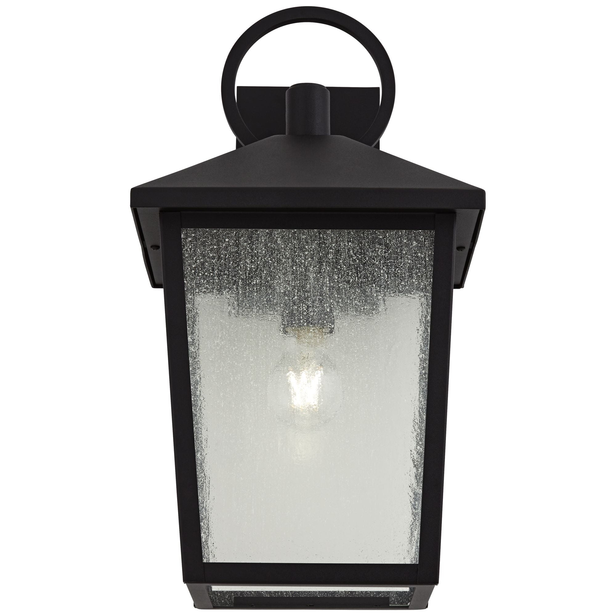 John Timberland Westmont 18" High Modern Outdoor Wall Light Fixture Mount Porch House Weatherproof Sand Black Aluminum Glass Shade