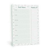 Rileys & Co 52-Page Meal Planner Note Pad for Weight Loss or Family Dinner with Tear-off Grocery List 10 x 7"