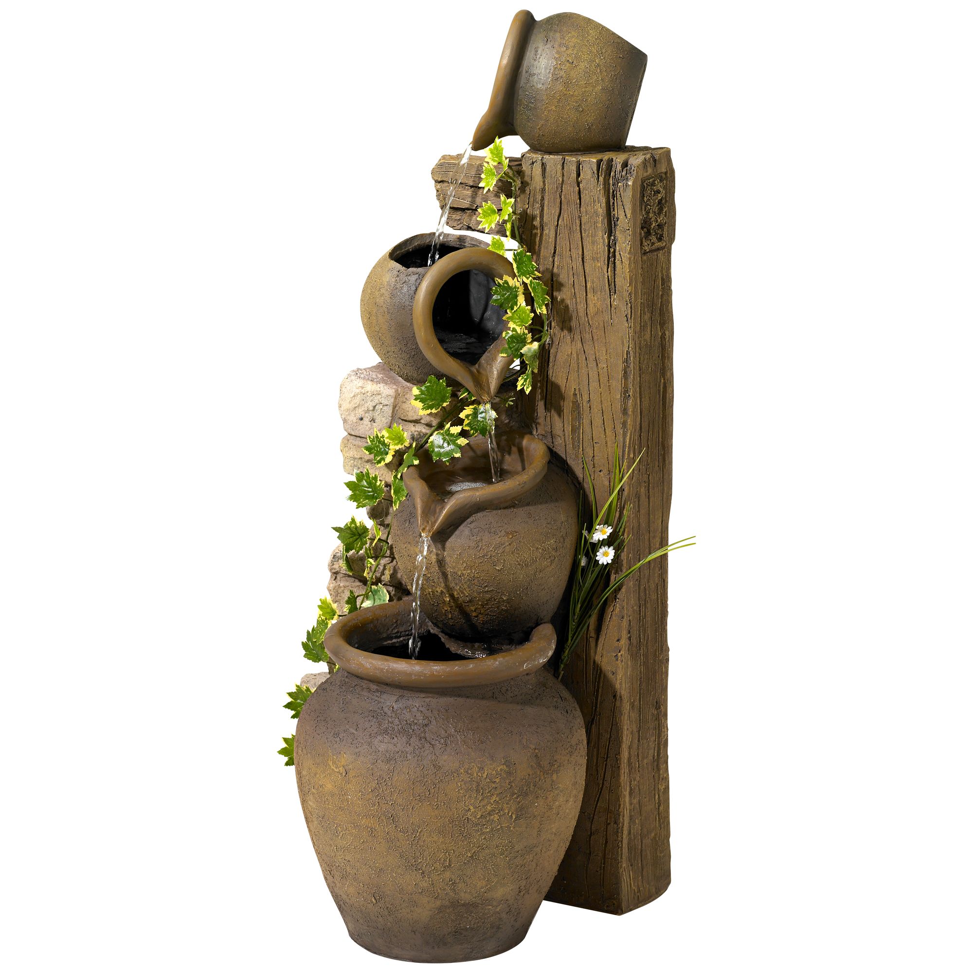Four Jugs 33" High Large Rustic Indoor Outdoor Decor Faux Stone Floor Fountain Cascading Outside Garden Patio