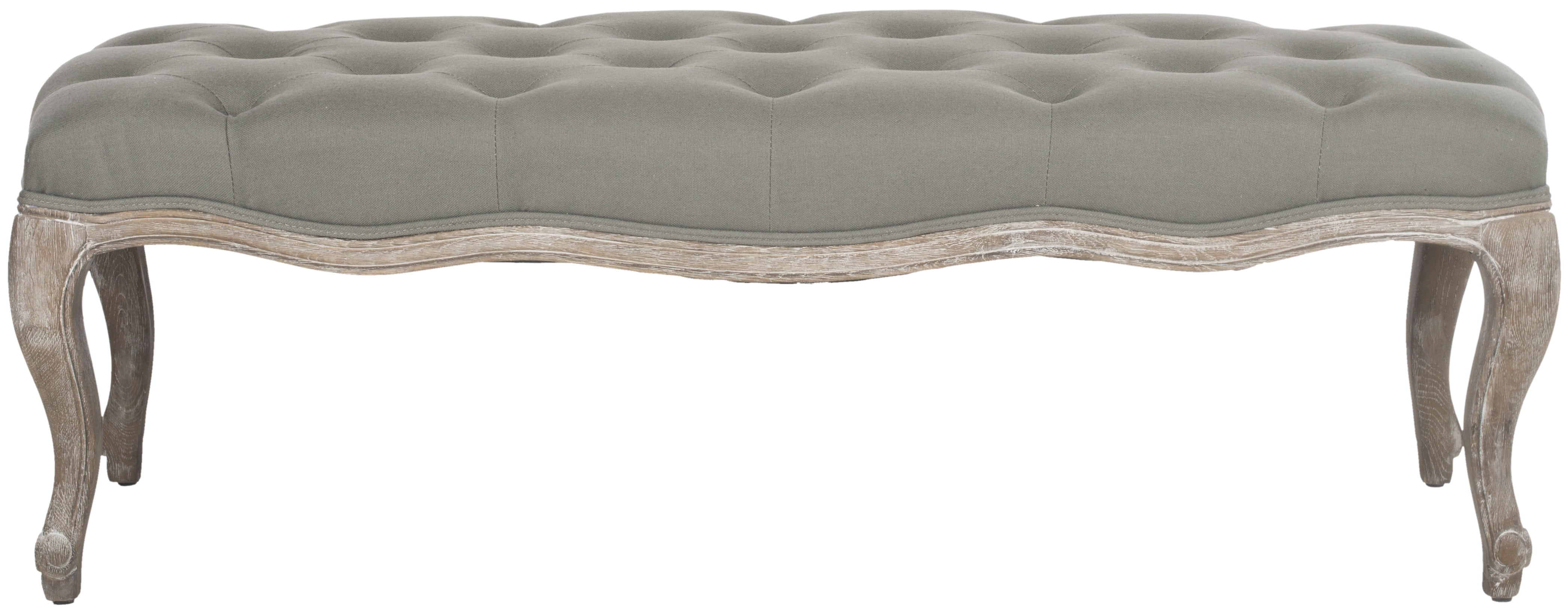 SAFAVIEH Ramsey Traditional Glam Tufted Bench, Sea Mist
