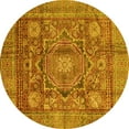 thumbnail image 1 of Ahgly Company Indoor Round Abstract Yellow Modern Area Rugs, 3' Round, 1 of 4