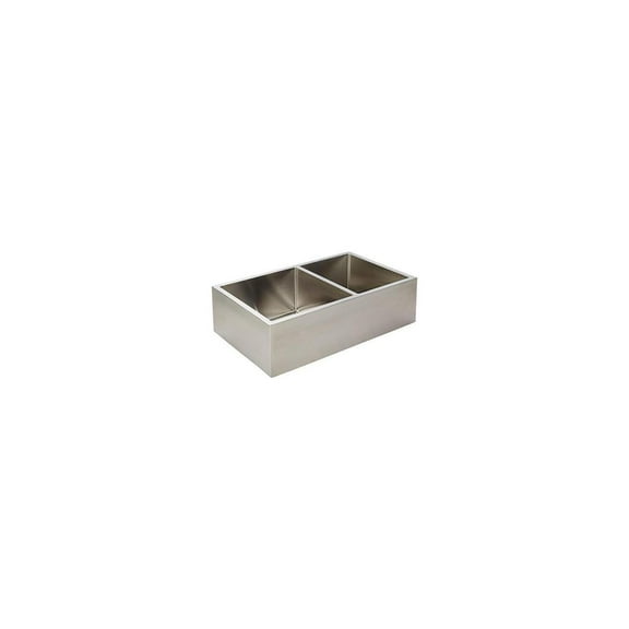 Double Bowl Kitchen Sink - Stainless Steel Rectangular Farmhouse Sink - 33 Inch Wide - Brushed Finish