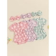 thumbnail image 4 of Aojekbee Baby Girls Summer Rompers Infant Short Sleeve O Neck Floral Romper with Headband, 4 of 10