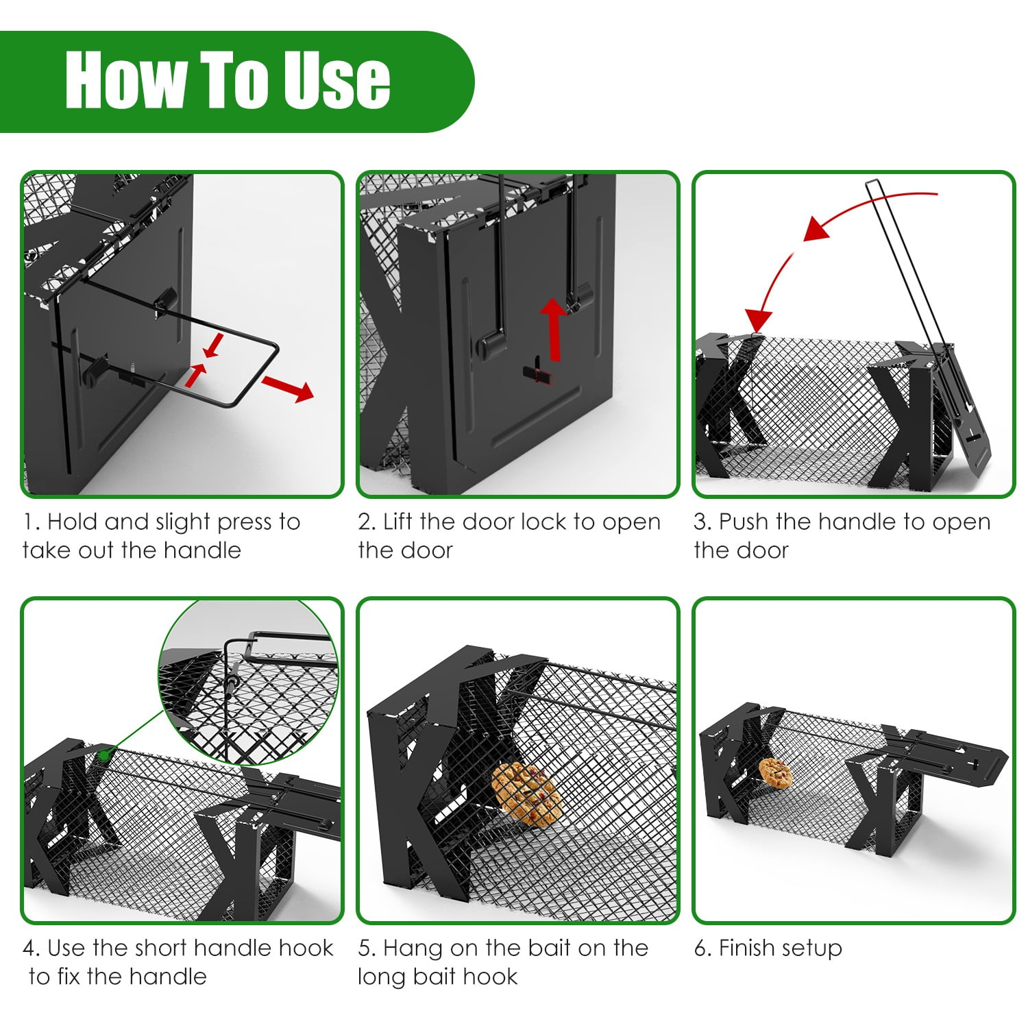 Humane Mouse Trap Cage Non Lethal Live Catch Rodent Trap Heavy Duty Metal Reusable Mouse Catcher for Mice Voles Hamsters Indoor Outdoor Pest Control Easy Release Pet Safe Home Garage Garden