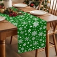 thumbnail image 3 of Winter Snowy Snowflakes Table Runner 13x70in Non-Slip Cotton Linen Table Runners, Christmas Green Dresser Scarves TableRunner for Dinner Kitchen Dining Wedding Party, 3 of 9