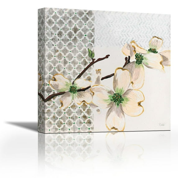 New Moroccan Flowering Branch - Contemporary Fine Art Giclee on Canvas Gallery Wrap - wall décor - Art painting - 36 x 36 Inch - Ready to Hang