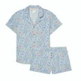 thumbnail image 5 of Lucky Brand Women's 2-Piece Floral Print  PJ Classic Button Up Top and Shorts Lounge Set-Blue / L, 5 of 6