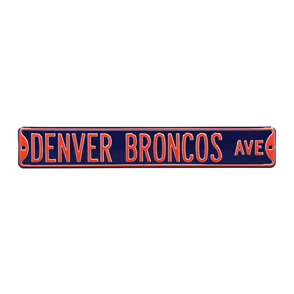 Navy Denver Broncos 6" x 36" Steel Street Sign
