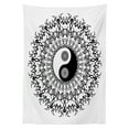 thumbnail image 3 of Ambesonne Japanese Tablecloth Rectangular Table Cover, Mandala Vintage Boho, 52"x70", Black White, 3 of 4