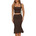 thumbnail image 1 of Conjunto de dos piezas CHYRII Coffee sin mangas y falda midi, 1 of 7