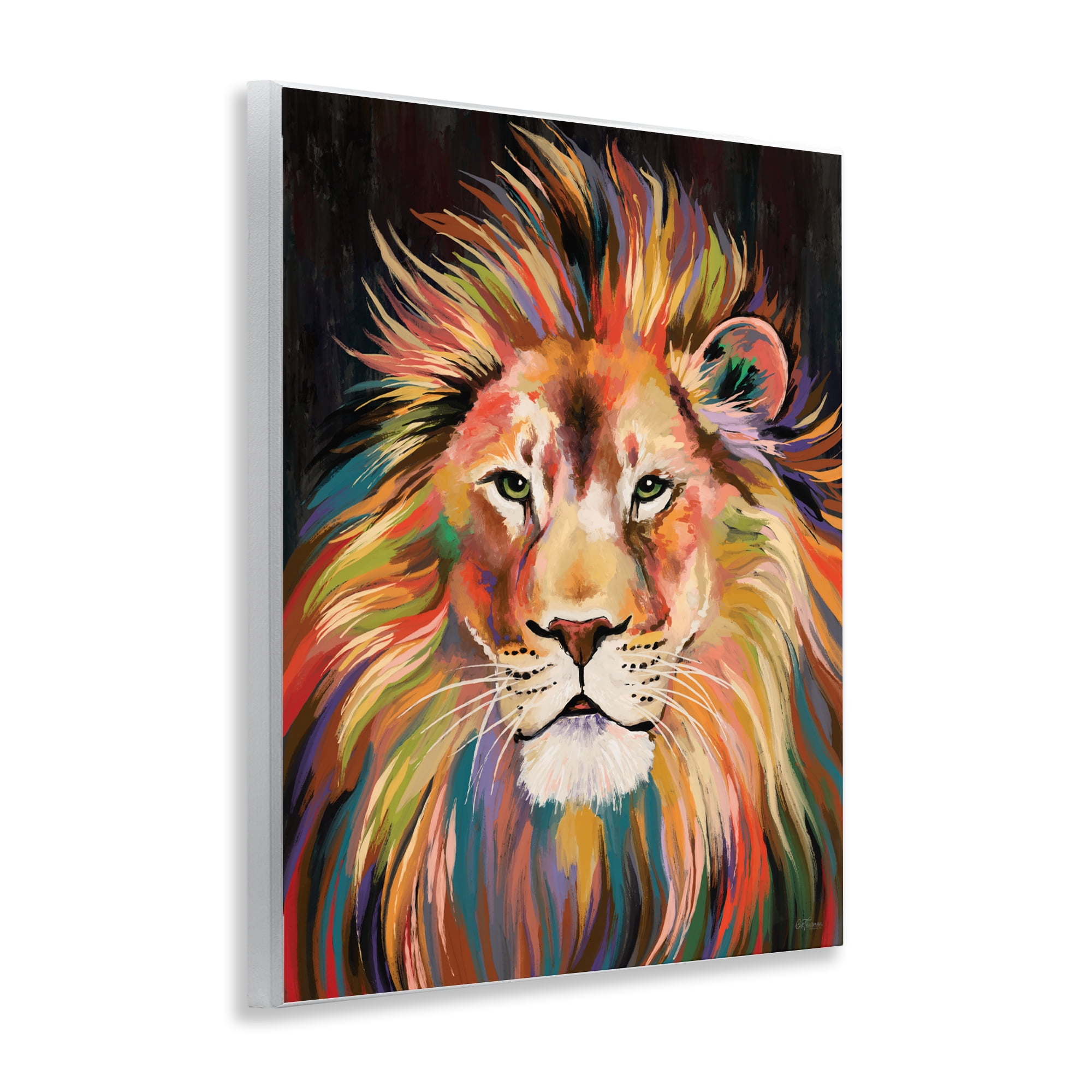 Stupell Industries Vibrant Majestic Rainbow Lion Wall Plaque Art, design by Cat Thurman Designs