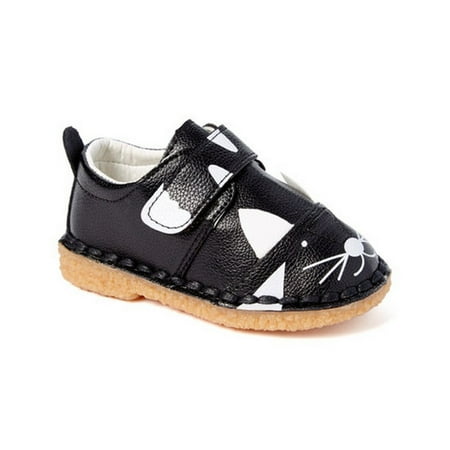 - Little Girls Boys Black White Cat Face Motif Strap Sneakers 5-10 Toddler