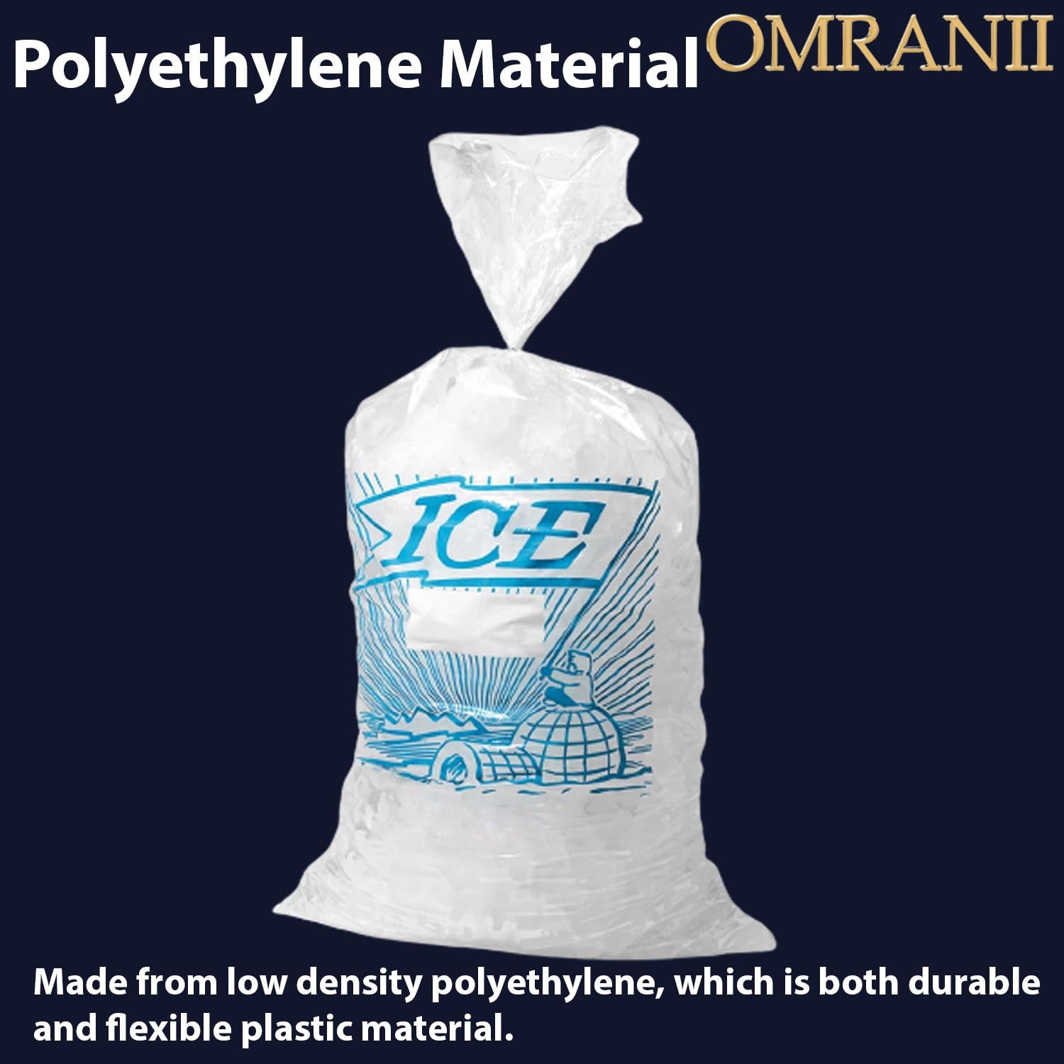 20lb Metallocene Ice Bag - 13.5"x28" & (500 Bags) 1.75Mil Printed Ice Bag - Heavy-Duty Plastic Ice Bags - Convenient Bulk Pack for Ice Storage and More