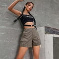 thumbnail image 2 of EMMIOL Women's Mid Waist Cargo Shorts Elastic Waist Casual Summer Cotton Shorts with Pockets, 2 of 7