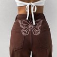 thumbnail image 3 of Gibobby tallas grandes en pantalones para mujer, informales, de pierna ancha, sueltos, de cintura alta, estampados (Khaki, S), 3 of 5