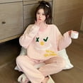 thumbnail image 5 of Pijama cálido de algodón para mujer, conjunto de ropa de estar por casa, Top y pantalones de forro polar suave, manga larga, talla grande, Otoño e Invierno, 5 of 5