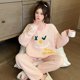 thumbnail image 5 of Pijama cálido de algodón para mujer, conjunto de ropa de estar por casa, Top y pantalones de forro polar suave, manga larga, talla grande, Otoño e Invierno, 5 of 5