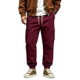 thumbnail image 2 of Men's Fleece Sweatpants with Pockets Casual Winter Joggers Drawstring Elastic Waistband Cargo Sweatpants, 2 of 5