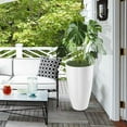 thumbnail image 5 of Bibana 2 Packs 21 inch Tall Planter, Indoor Outdoor Round Planter for Porch, Large Plant Pot with Drainage Hole for Home Garden Front Door, Modern Decorative Pots for Plants (White), 5 of 6