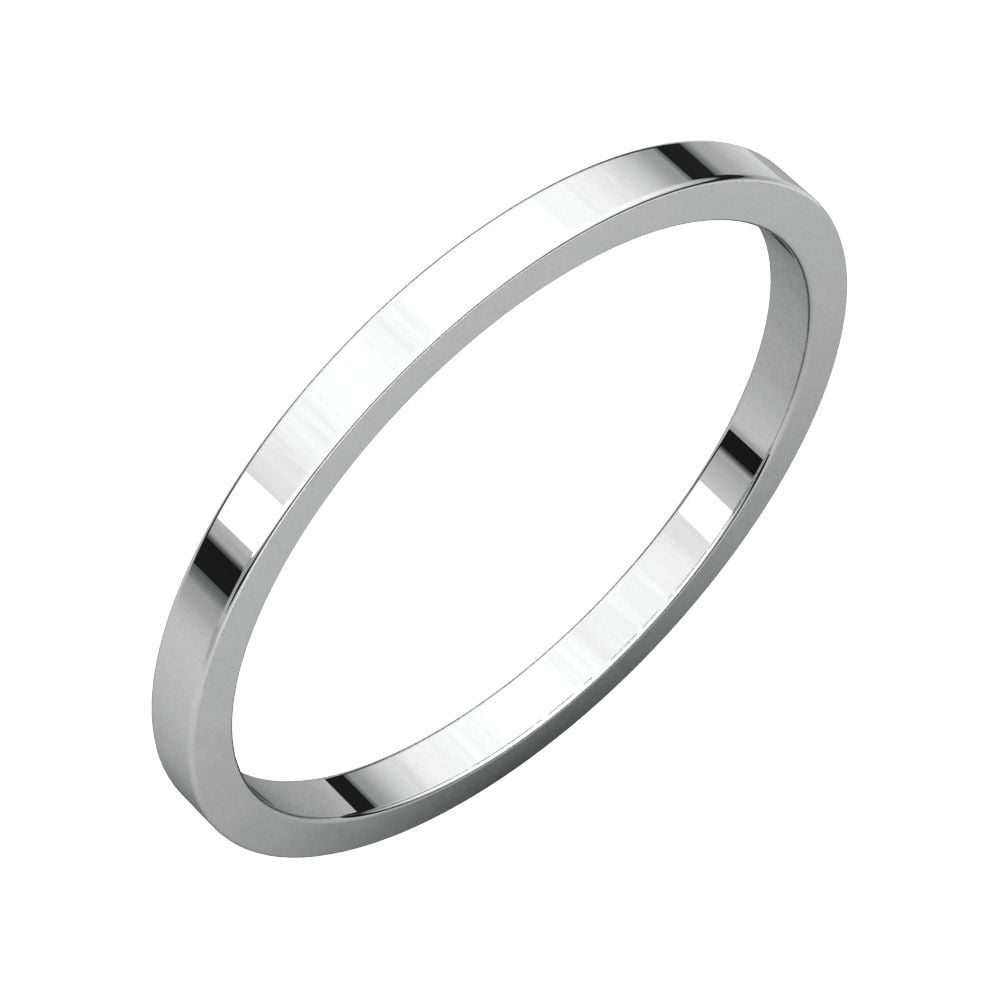 JewelryWeb - 14k White Gold 1.5mm Flat Band Ring - Ring Size: 4 to 10 ...