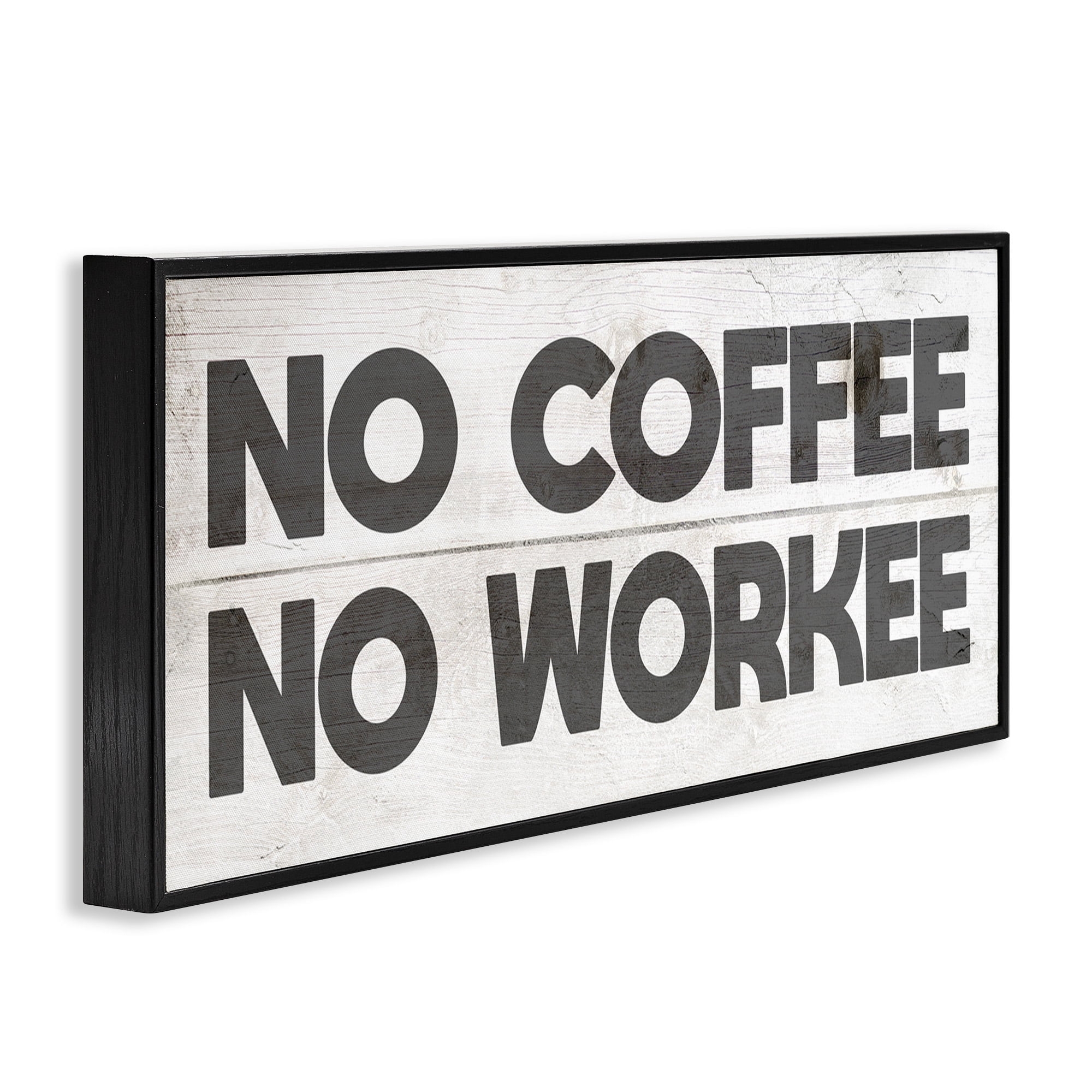 Stupell Industries No Coffee Funny Office Phrase Typography Painting Black Framed Art Print Wall Art, 24 x 10