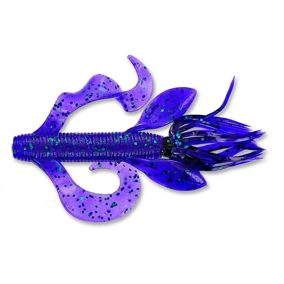 Yamamoto Baits Kreature, 4in, 7pk Junebug Purple with Emerald Flake, 5-07-213
