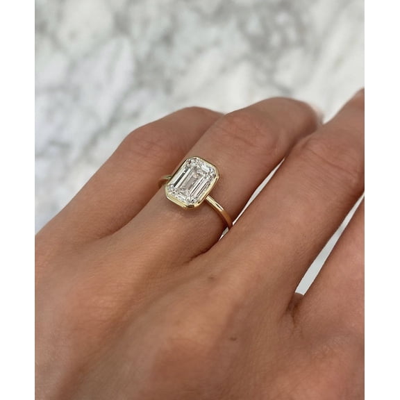 18K Gold Plated Square Simulated Emerald Engagement Ring Women Wedding Engagement Gemstone Promise Engagement Ring