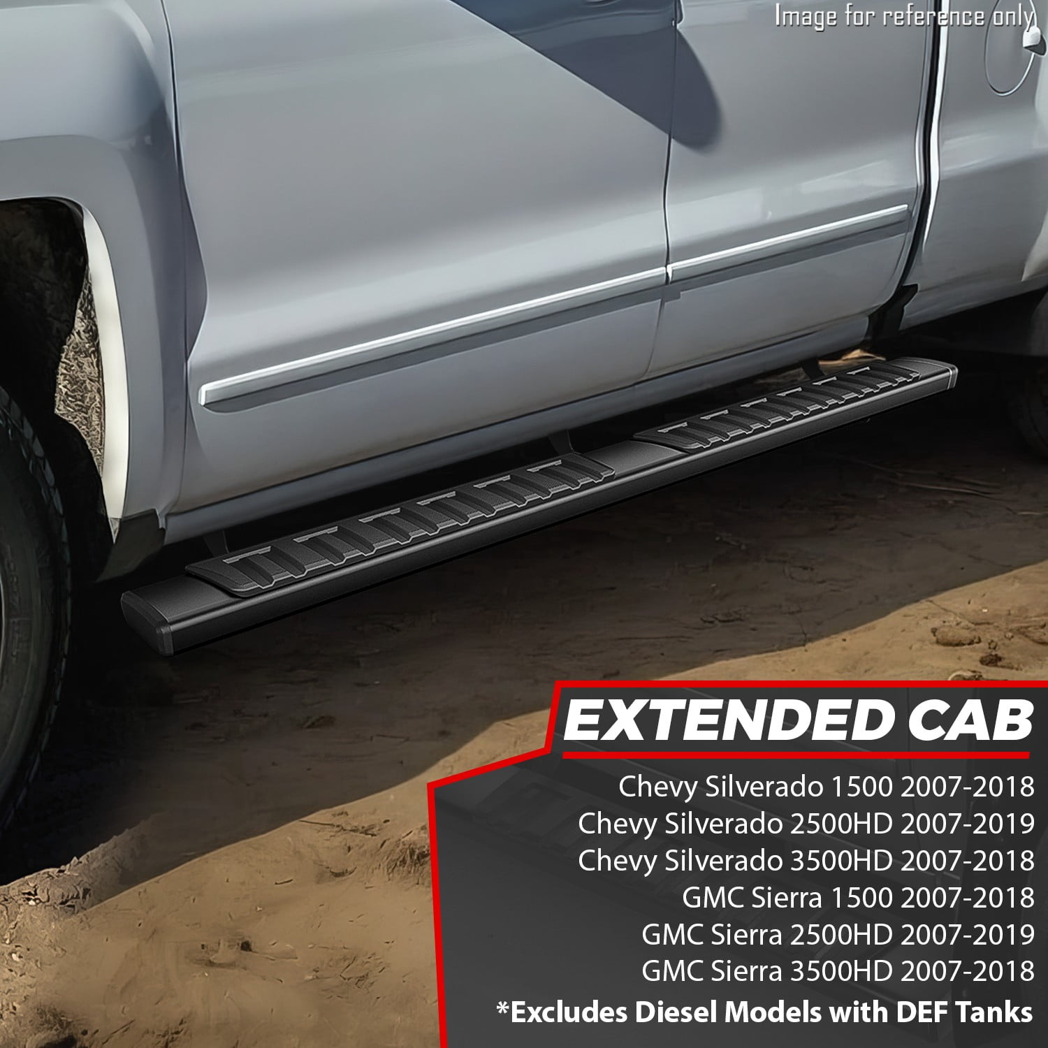 DNA Motoring for 07-19 Chevy Silverado GMC Sierra 1500 2500HD 3500HD Extended Cab 6" Side Step Nerf Bars Running Boards