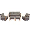 thumbnail image 2 of Unnifurnzi 5 Pieces Patio Furniture Set-High Back Outdoor Swivel Rocker Patio Chairs with Outdoor Couch Outdoor Patio Furniture Set for Garden Backyard Balcony Poolside-Brown/Gray, 2 of 7