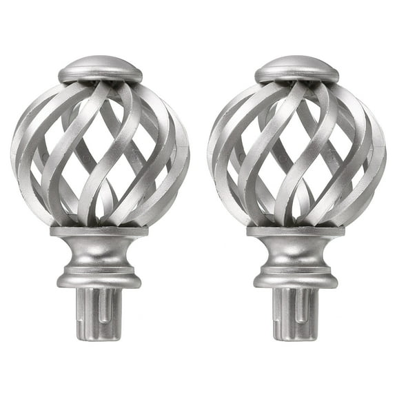 Uxcell 2Pcs Hollow Curtain Rod Finials Drapery Rail Head Fit 19/32" Dia Rod Silver
