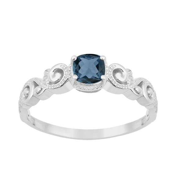 925 Sterling Silver London Blue Topaz Cushion 6mm Women's Solstic Valentines Day Gifts Ring, 0.75 Ct