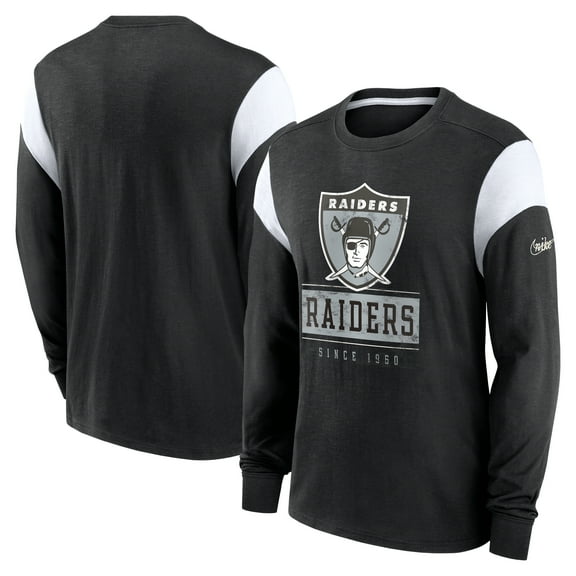 Men's Nike Heather Black Oakland Raiders Rewind Playback Helmet Long Sleeve T-Shirt