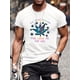 thumbnail image 1 of Leaf & Slogan Pattern Print Men's T-shirt, Graphic Tee Men's Summer Clothes, Men's Outfits, 1 of 8