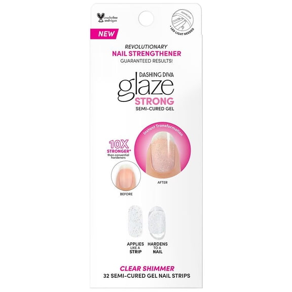 Dashing Diva Glaze Strong Gel Nail Strips, Clear 1.0 set