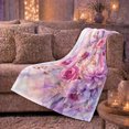 thumbnail image 6 of Peony Rose and Purple Blossom Watercolor Bouquet, Soft Botanical Floral Art for Flower Lovers, Birthday Gift, Cozy Flannel Blanket for Bedroom, Floral Home Decor, 6 of 9
