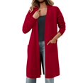 thumbnail image 1 of MIASHUI Veste Châle en Tricot pour Femmes Automne Hiver Mi-Longue Style Trench Chic Cardigan Confortable Rouge, Taille Unique, 1 of 9