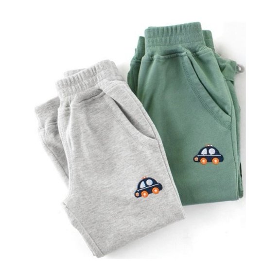 LYMAYTER Baby Boys Cotton Jogger Pants Solid Color Elastic Waist Sweatpants Casual Sports Bottoms 1-9Y