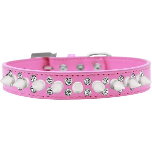 Pet and Dog Spike Collar, "Double Crystal White Spikes"